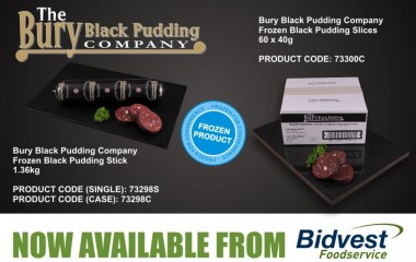 Bury Black Pudding Available from Bidvest Foodservice